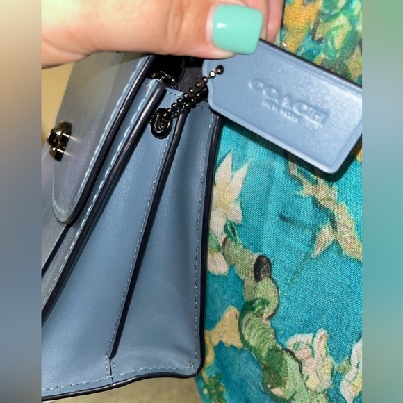 Coach Women’s Leather Parker Chain Flap Shoulder Bag, Blue - Picture 7 of 15